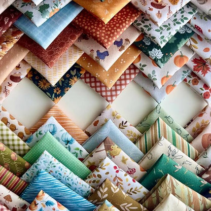 Autumn Harmony Patchwork Cotton Fabric Set – 60 Pre-Cut Squares, 20×20 cm (8×8 inch), 100% Cotton, Eco Digital Print, Made in Türkiye