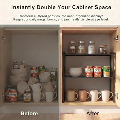 Set of 2 Cabinet Organizers 12.6''W 44 LBS Load Capacity Heavy Duty Kitchen Pantry Shelves Counter Countertop Storage Racks