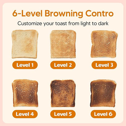 Touch Screen Electric Toaster 2 Slice, Stainless Steel Smart Toaster with Digital Timer, 1.38" Extra-Wide Slots for Bread& Bagel, Great for Home, Office,Dorm