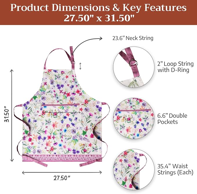 Maison d' Hermine 100% Cotton Apron for women with Pocket Kitchen Chef Apron for Men Cooking Spring Summer