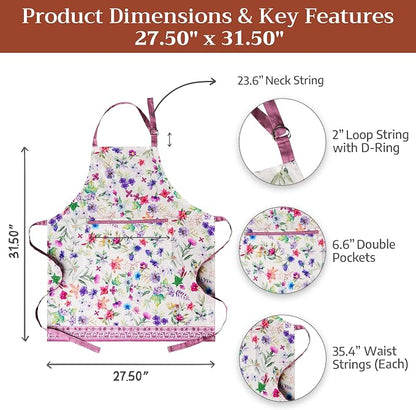 Maison d' Hermine 100% Cotton Apron for women with Pocket Kitchen Chef Apron for Men Cooking Spring Summer