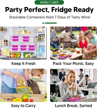 50 Pack Meal Prep Containers with Lids 38oz - BPA-Free, Reusable, Leakproof Food Storage Containers - Microwave/Dishwasher/Freezer Safe, To Go Take Out Plastic Food Storage Pans(Purple)