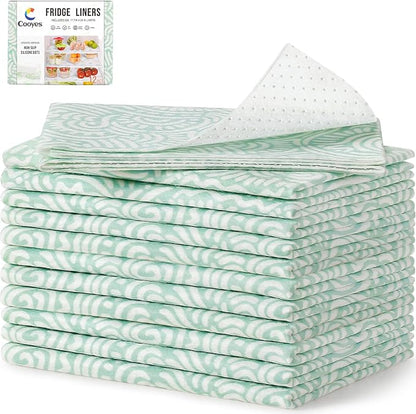 Cooyes 12 Pack Refrigerator Shelf Liners for French Door Fridge, 17.7" × 36" Extra Large, Non-Slip Fridge Mats Machine Washable, Refrigerator Drawer Liner for Glass Shelves Kitchen Cabinet