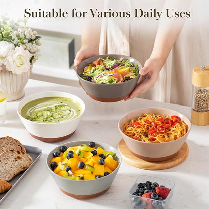 MALACASA Soup Bowls, Ceramic Salad Bowls Set of 4, 36oz Ceramic Bowls for Ramen, Cereal, Fruit and Pho, Microwave & Dishwasher Safe, Speckled Deep Bowls, Multicolor