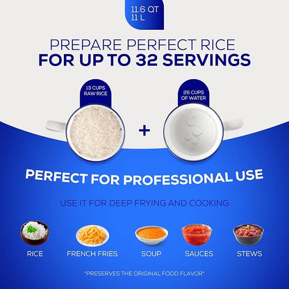 Universal (Professional Large) Caldero 32 Cups - 11.6 QT / 11 L, Stainless Aluminum Pot, Even Heat Distribution and Fast Cooking Dutch Oven Pot, Ergonomic Handles, Ideal for Rice, and French Fries