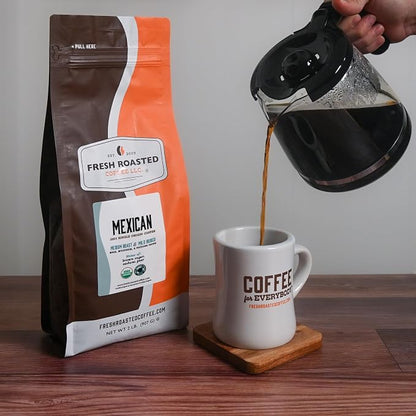 Fresh Roasted Coffee, Organic Mexican Whole Bean Coffee, Medium Roast, USDA Organic, 3rd Party Tested for Mold, Mycotoxin & Pesticides, Kosher, 2 lb (32 oz)