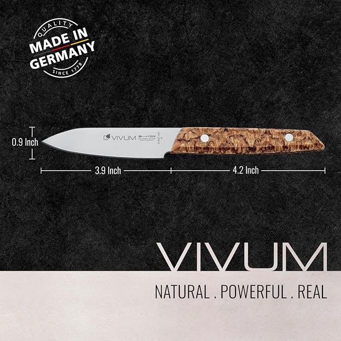 F. DICK – VIVUM Office Knife - Knife with 3.9" blade & 58 HRC - Ideal for bread, fruit & vegetables - Stainless steel - Ultra sharp - Birchwood handle – Made in Germany