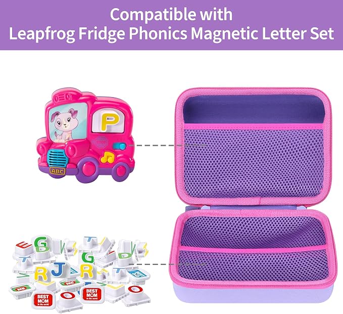 Storage Case Compatible with Leapfrog Fridge Phonics Magnetic Letter Set (Purple + Pink)
