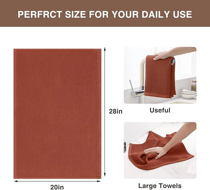 Homaxy 100% Cotton Oversized Waffle Weave Kitchen Dish Towels, Ultra Soft Absorbent Quick Drying Cleaning Towel, 20x28 Inches, 6-Pack, Rust
