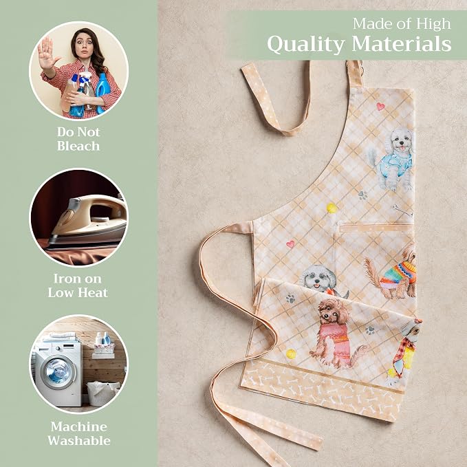 Maison d' Hermine 100% Cotton Apron for women with Pocket Kitchen Chef Apron for Men Cooking Spring Summer