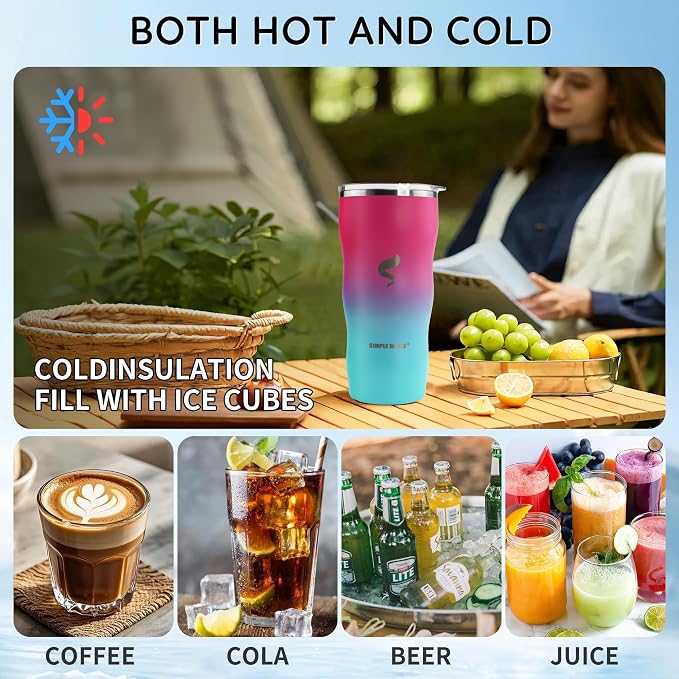 20Oz Insulated Tumbler With Straw And Lid, Stainless Steel Coffee Cup, Double Wall Vacuum Travel Mug,Spill proof Iced Coffee Tumbler, Beach tumbler, Green Red Tumbler