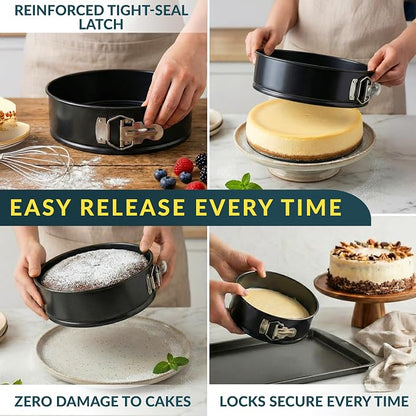 Springform Pan Set of 4 - 4,7,9,10" Carbon Steel With Removable Bottom – Leakproof Design, Nonstick Coating Cheesecake Pan – Durable Cake Mold With Secure Latch, Even Heat Cheese Cake Pans For Baking