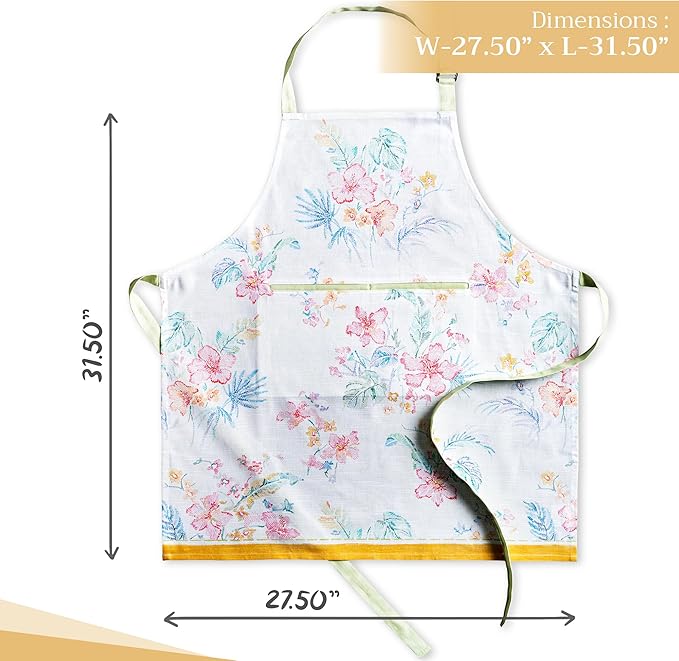 Maison d' Hermine 100% Cotton Apron for women with Pocket Kitchen Chef Apron for Men Cooking Spring Summer