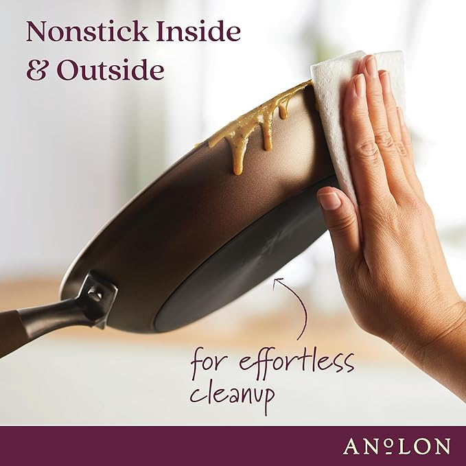 Anolon Advanced Home Hard Anodized Nonstick Cookware Set, Non Stick Pots and Pan Set, 9-Piece, Bronze