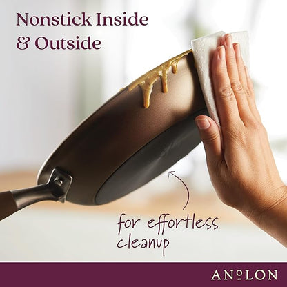 Anolon Advanced Home Hard Anodized Nonstick Cookware Set, Non Stick Pots and Pan Set, 9-Piece, Bronze
