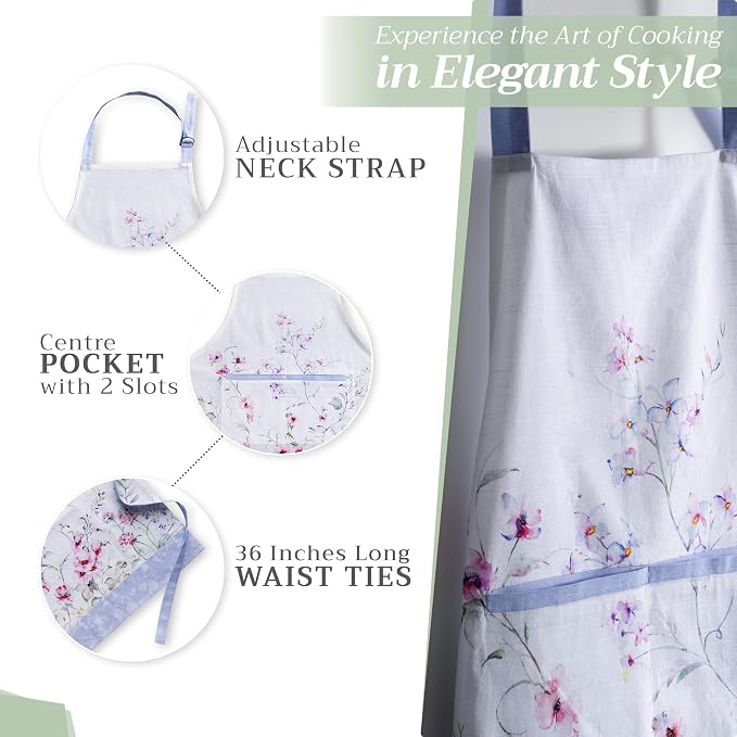 Maison d' Hermine 100% Cotton Apron for women with Pocket Kitchen Chef Apron for Men Cooking Spring Summer