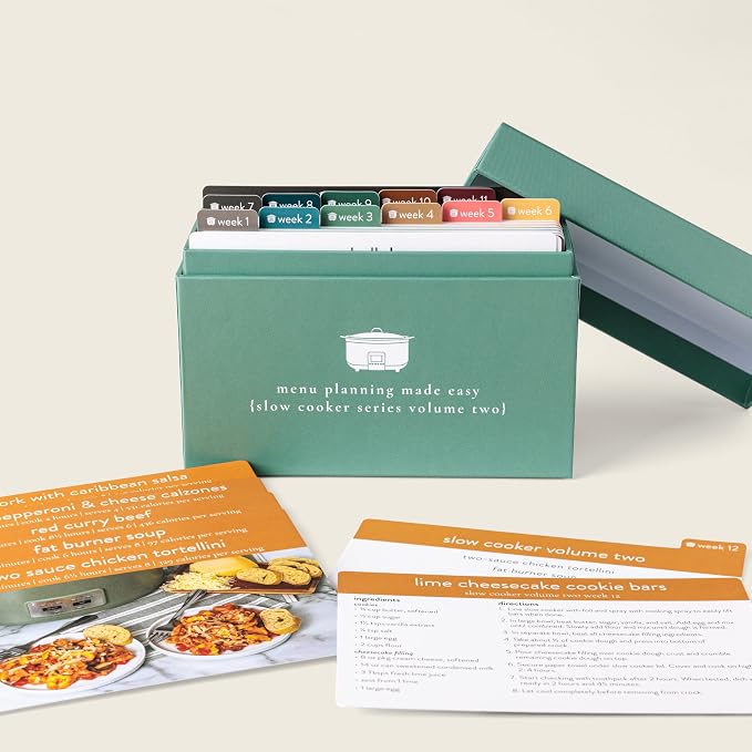 PPP Meal Planner with 72 Photo Recipe Cards (Slow Cooker Vol 2) - Weekly Menu Planner | Recipe Box | 12 Reusable Grocery Lists | 5 Blank Cards | Card Protectors | Easy Recipe Ideas with Pictures