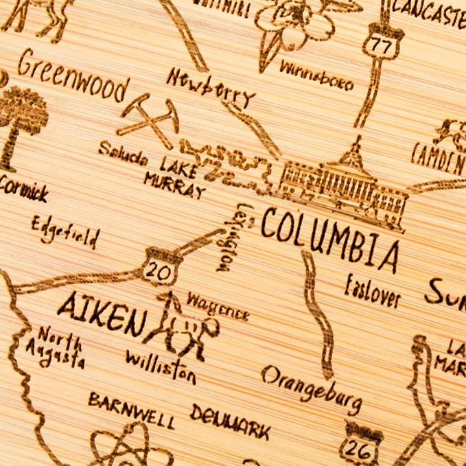 Totally Bamboo A Slice of Life South Carolina State Serving and Cutting Board, 11" x 8.75"
