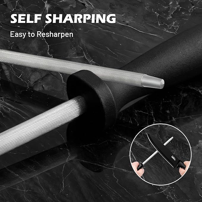 Knife Set, KroWallu 20 Pieces Knife Sets for Kitchen with Block, Dishwasher Safe Kitchen Knife Set with Built-in Sharpener, German Stainless Steel Black Knife Block Set