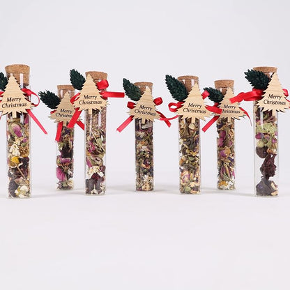 HTF Pack of 5 Christmas Decorations, Tea Party Favors for Women, New Years Eve Party Supplies, Christmas Gifts, Coworker New Year, Happy Holiday Personalized Tea Favors (CH, Tree)