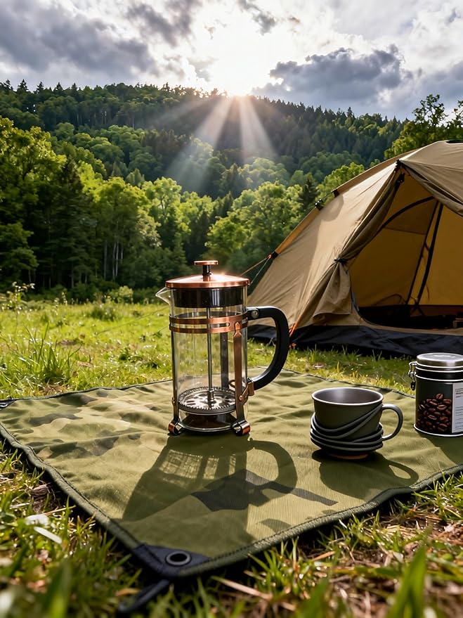 21oz French Press Coffee Maker, Thickened Borosilicate Glass & 304 Stainless Steel Double Mesh Filter. Cold Brew & Tea Brewer for Travel Camping, Kitchen Decor, Bar Accessories Gift (Copper)