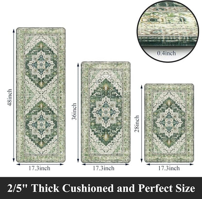 Cushioned Kitchen Rug Sets 3 Piece Anti Fatigue Mats for Floor Non Slip Waterproof Comfort Standing Mat Runner for Home Office, Sink, Laundry