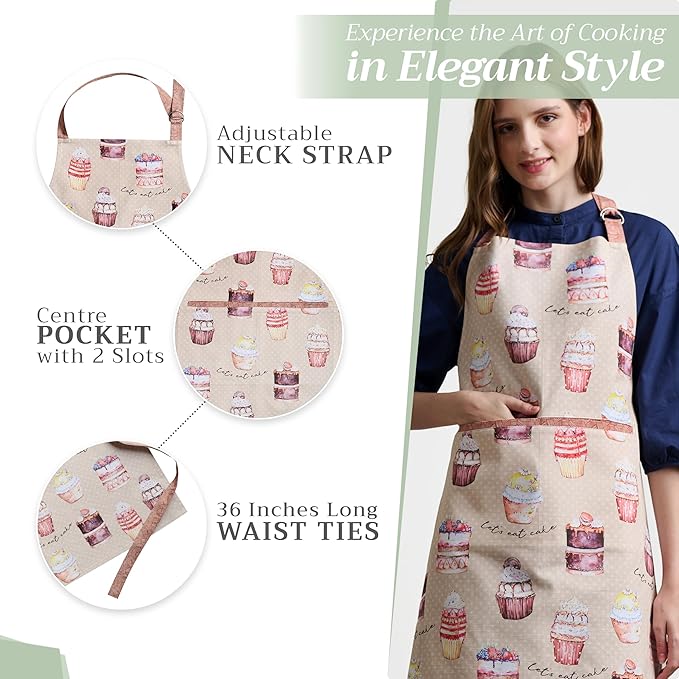 Maison d' Hermine 100% Cotton Apron for women with Pocket Kitchen Chef Apron for Men Cooking Spring Summer