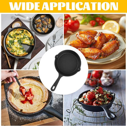 4 Pack Mini Cast Iron Skillet, 5.5 Inch Small Cast Iron Frying Pan, Pre-Seasoned Cast Iron Skillet Set, Black Non-Stick Mini Cast Iron Cookware for Stove Oven Grill Safe Indoor and Outdoor Use