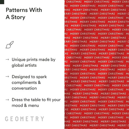 GEOMETRY Christmas Dinner Napkins - Premium Cloth Napkins - Quick Dry & Super Absorbent Table - Premium Geosuede Linen Napkins - Merry Xmas 19" x 19" - 6 Pieces