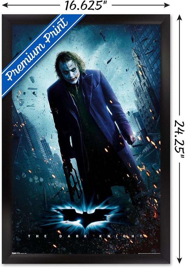 Trends International DC Comics Movie - The Dark Knight - The Joker - One Sheet Wall Poster, 14.725" x 22.375", Black Framed Version