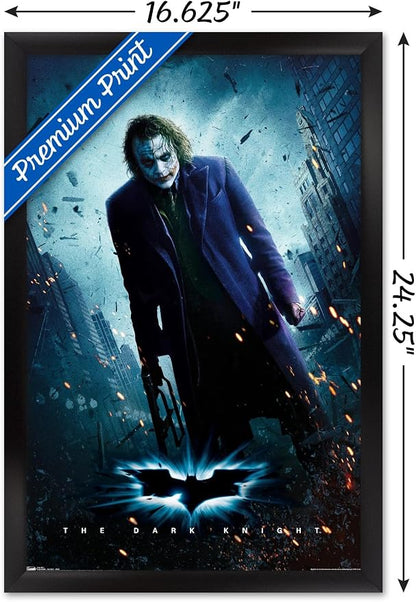 Trends International DC Comics Movie - The Dark Knight - The Joker - One Sheet Wall Poster, 14.725" x 22.375", Black Framed Version