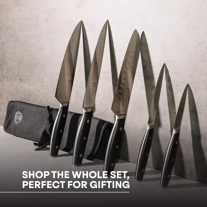 MasterChef Paring Knife 8" with High Carbon Stainless Steel Blade and Triple Riveted Handles, Professional Quality Kitchen Knife for Precision Cooking at Home, Perfectly Balanced, Razor Sharp