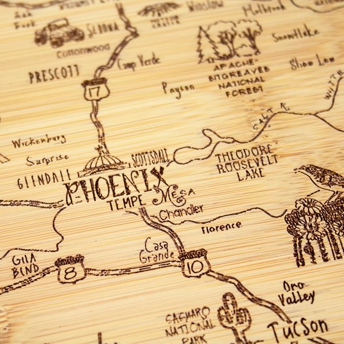Totally Bamboo A Slice of Life Arizona State Serving and Cutting Board, 11" x 8.75"