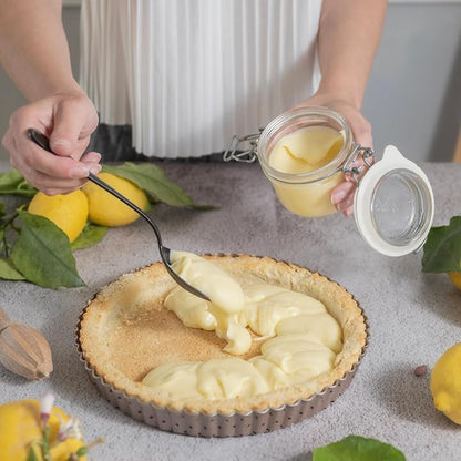 HAPPIELS 9in Tart Pan with Removable Bottom Nonstick, PFOA & BPA Free | Non Toxic Fluted Pie & Quiche Tin | Best Perforated Non Stick Nontoxic 9in Molds with Holes for Oven Baking