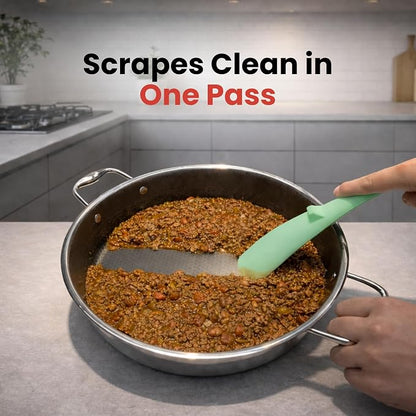 Silicone Spoon Spatula for Cooking - Multifunction Scoop Spatula Spoonula - Heat Resistant Cooking Spoon for Nonstick Cookware - Large Silicone Kitchen Spoon - Seamless Design (Mint,1pc)