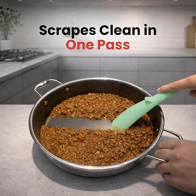 Silicone Spoon Spatula for Cooking - Multifunction Scoop Spatula Spoonula - Heat Resistant Cooking Spoon for Nonstick Cookware - Large Silicone Kitchen Spoon - Seamless Design (Mint,2pcs)