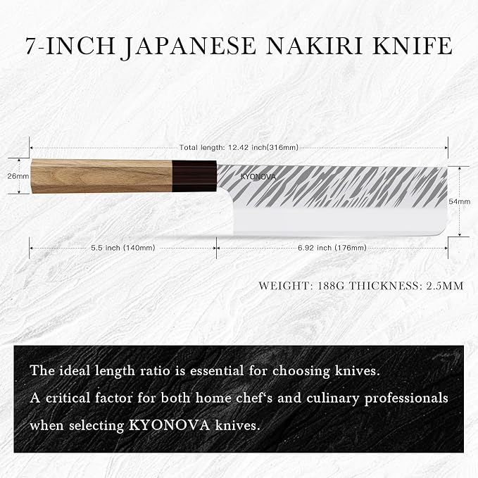 7 Inch Nakiri Knife, 9-Layer VG10 High Carbon Steel Japanese Chef Knife, Handcrafted Vegetable Cleaver with Octagonal Rosewood Handle sharp kitchen knife for Home Kitchen & Restaurant