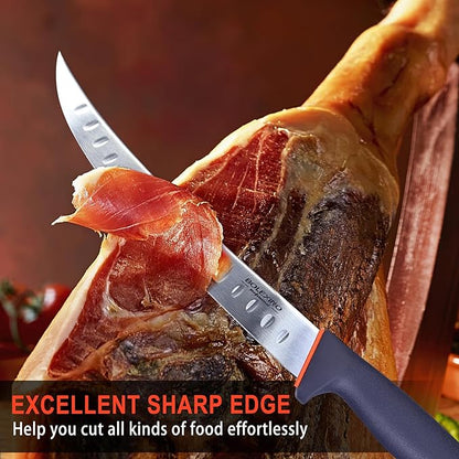 10-inch Curved Breaking Knife W SoftGrip Handle, Sharp Premium Butcher Knife Made of High Carbon Stainless Steel For Meat Cutting (Navy Blue)