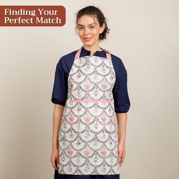 Maison d' Hermine 100% Cotton Apron for women with Pocket Kitchen Chef Apron for Men Cooking Spring Summer