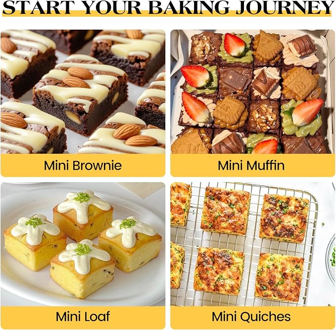 Vinino Silicone Brownie Pan with Dividers, 1 Pack Mini Loaf Pan for Baking Individual, Nonstick 12 Cups Square Muffin Cupcake Pans with Metal Reinforced Frame-Cream