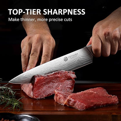 YOTSUBA 9 Inch Japanese Chef Knife, Razor Sharp Professional Kitchen Knife, High Carbon Stainless Steel with Ergonomic Wood Handle, Premium Gift Box for Home Cooking and Gifting