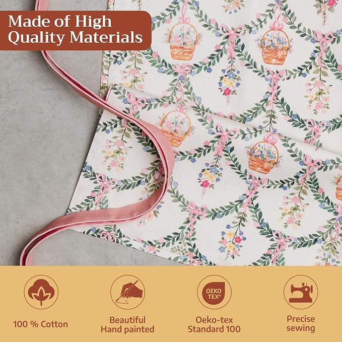 Maison d' Hermine 100% Cotton Apron for women with Pocket Kitchen Chef Apron for Men Cooking Spring Summer