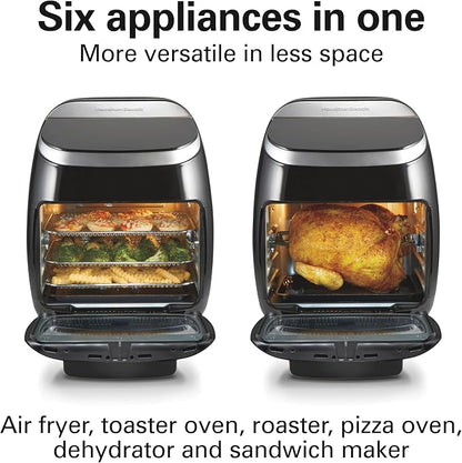 Hamilton Beach 11.6 QT Digital Air Fryer Oven with Rotisserie, 8 Pre-Set Functions including Dehydrator, Roaster & Toaster, 1700W, Black (35073)