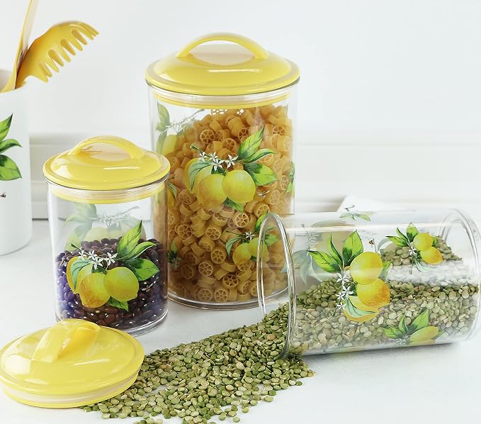 Calypso Basics by Reston Lloyd Acrylic Storage Canisters, Set of 3, Orange
