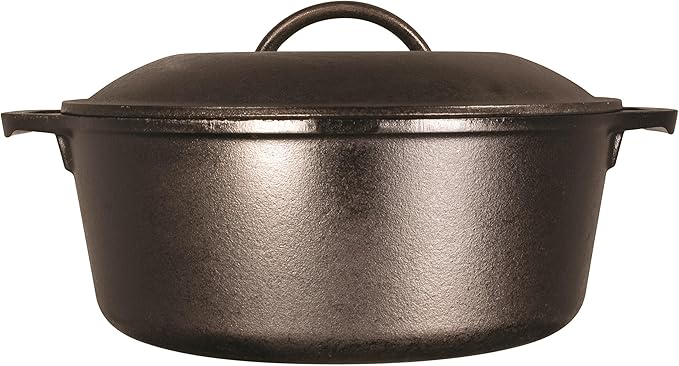 Lodge Cast Iron Dutch Oven 7 Quart - Loop Handle Cooking Vessel - Even Heat Retention - Oven-Safe, Versatile Pot
