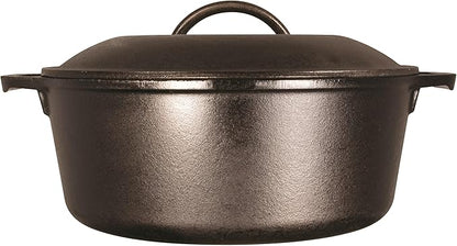 Lodge Cast Iron Dutch Oven 7 Quart - Loop Handle Cooking Vessel - Even Heat Retention - Oven-Safe, Versatile Pot