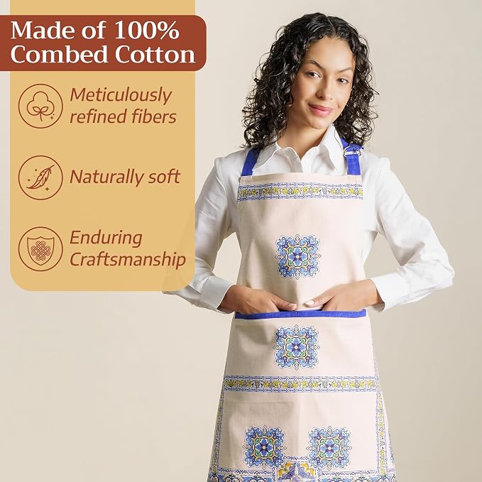 Maison d' Hermine 100% Cotton Apron for women with Pocket Kitchen Chef Apron for Men Cooking Spring Summer
