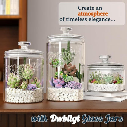 [NEW] Cookie Jars with Lids Airtight, 1.5 Gallon Large Glass Jar with Lid & Scale Mark, Heavy Duty Glass Canisters for Kitchen Counter, Pantry, Wide Mouth Mason Jar for Sugar, Dog Treat-2 PCS