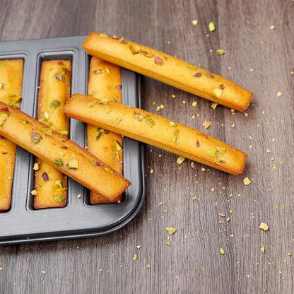6 Cup Financier Cake Baking Pan Breadstick Biscotti Ladyfinger Donut Cookie Cornbread Stick Mini Bread Loaf Baguette Nonstick Small Muffin Cupcake Madeleine Tin Tray Mold