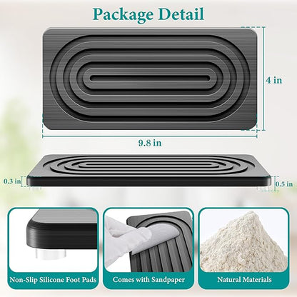 Water Absorbing Stone Tray, Quick Drying Diatomite Bathroom Tray Countertop, Stone Drying Mat for Kitchen Counter, Soap Dish Dispenser Vanity Organizer, Dark Grey-A-9.8" x 4"